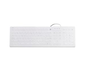 T'nB Medic - Clavier Filaire Médical, Étanche IP68 | Revêtement Silicone, Antibactérien, Rétroéclairé, AZERTY Français, Blanc