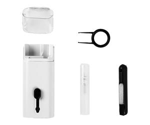 T'nB - MultiClean 6 En 1 Kit de Nettoyage, Kit Multifonction Clavier Écran Écouteurs, Brosse Rétractable Spray Chiffon Extracteur Touches - Blanc