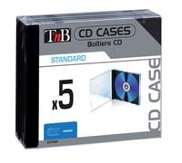 T'nB - Pack de 5 Boîtiers de Rangement pour CD Slim - Transparent, avec Plateau Noir