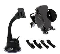 T'nB - Pack Voiture 3 en 1, Support Smartphone et Chargeur USB-A 12 W | Fixation Pare-Brise ou Grille d’Aération, 2 Ports USB-A, Bras Ajustable de 17 cm, Rotation à 360°, Noir
