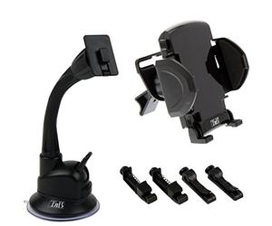 T'nB - Pack Voiture 3 en 1, Support Smartphone et Chargeur USB-A 12 W | Fixation Pare-Brise ou Grille d’Aération, 2 Ports USB-A, Bras Ajustable de 17 cm, Rotation à 360°, Noir