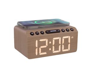 T'nb - radio réveil led en bois avec charge sans fil 15w