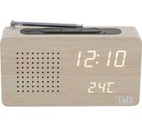 T'NB - Radio-réveil multifonction en bois avec LED, horloge numérique avec affichage de l'heure, 1 alarme programmable, éclairage réglable, émetteur de radio FM -- Finition bois