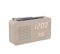 T'nB - Radio Réveil Numérique Woody, 1 Alarme Programmable, Radio FM avec Scan Automatique, Affichage Température, 3 Niveaux de Luminosité Réglables, Format Compact - Couleur Bois
