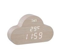 T'nB - Réveil Matin Numérique Cloudy, 3 Alarmes Programmables, Activation Vocale, Température Affichée, Luminosité Réglable, Mode Week-End - Couleur Bois