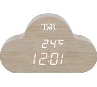 T'NB - Réveil numérique en bois avec LED, réveil multifonctions, horloge numérique avec affichage de l'heure, éclairage réglable, 3 alarmes programmables - Finition bois