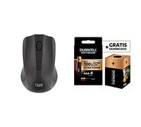 T'nB Shark RF 10 Souris Optique sans Fil 2,4 GHz Ultra Mini récepteur Noir + Duracell - Nouveau Piles alcalines AAA Optimum, 1.5 V LR03 MX2400, Paquet de 4