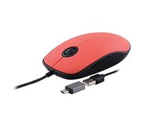 T'nB - Souris Filaire USB-C, Double Connexion USB-A et USB-C, Rouge Corail | Design Slim, Molette Ronde, Adaptateur USB-A vers USB-C, Plug and Play, Finition Rouge Corail