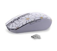T'nB - Souris sans Fil Design, Double Mode Bluetooth et USB-A, Rechargeable Haute Autonomie, Silencieuse, Précision 1600 DPI, 6 Boutons, Compatible Windows, Linus et MacOs - Modèle Flower