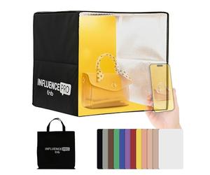 T'nB - Studio Photo Portable 40x40x40cm, idéal pour réaliser Vos Produits de qualité Professionnelle à Domicile ou pour déplacement, 12 Fonds, 10 Niveaux de luminosité - Noir