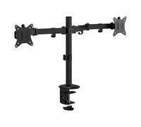 T'nB - Support Double Écran Réglable en Hauteur, Bras Articulé avec Rotation 360°, Gestion des Câbles, Installation Facile - Acier Robuste, Jusqu’à 9 kg par écran- Noir