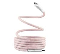 T'nB Câble magnétique USB-C vers USB-C 60W 1,5 m gaine nylon anti-nœud Compatible iPhone 15/16 Rose