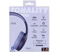 T'nB TONALITY - Écouteurs avec micro - sur-oreille - Bluetooth - sans fil, filaire - jack 3,5mm - isolation acoustique - bleu marine, gris orageux Bleu marine, Gris orageux G