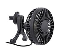 T'nB - Ventilateur Voiture USB avec Pince, 3 Vitesses, Tête Orientable, Fixation Grille Aération, Câble USB-A 130 cm - Noir