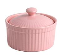 TNBCCXN Cuisine Ramequins en porcelaine avec couvercle Mini cocotte for tremper la crème anglaise en apéritif(Pink)