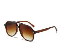 TNDVIC Lunettes de soleil pour hommes et femmes - Protection UV400 - Modèle oversize à double pont et rivets style punk, idéal pour les sports de plein air et la conduite (dégradé brun thé)