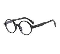 TNDVIC Lunettes de soleil rondes pour hommes, verres transparents, style punk, rivets, protection UV400 (noir anti-bleu)