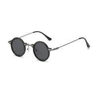 TNDVIC Petites lunettes de soleil rondes pour femmes, verres transparents océan, verres UV400, style punk, pour hommes (noir et gris)