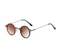 TNDVIC Petites lunettes de soleil rondes pour femmes, verres transparents océan, verres UV400, style punk, pour hommes (dégradé de thé léopard)