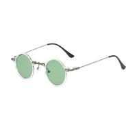 TNDVIC Petites lunettes de soleil rondes pour femmes, verres transparents océan, verres UV400, style punk, pour hommes (vert transparent)