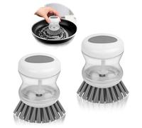 TNEDFOD 2 Pièces Brosse à Vaisselle avec Distributeur de Liquide, Brosse À Vaisselle avec Distributeur Type Poussoir, pour Nettoyer Les Casseroles, Poêles Cuisinières Et Ustensiles De Cuisine Brosse