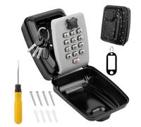 TNEDFOD Boite a Clefs Securisee Exterieur, Boitier a Cle Murale avec Code 12 Chiffres, Boite à Clé Sécurisée, Murale Boite a Clé Étanche pour Maison, l'École, Usine (Noir)