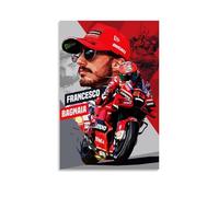 TNERPAR Francesco Bagnaia Low Poly Poster décoratif sur toile, art mural, pour salon, chambre à coucher, impression photo, moderne, décoration de chambre familiale, 30 x 45 cm