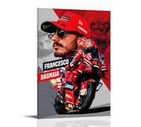 TNERPAR Francesco Bagnaia Low Poly Poster décoratif sur toile, art mural, pour salon, chambre à coucher, impression photo, moderne, décoration de salle familiale, 40 x 60 cm