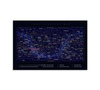 TNERPAR Poster sur toile représentant une carte de la constellation - Décoration murale moderne pour salon, chambre à coucher - 30 x 45 cm