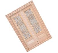 Tnfeeon 1/12 Maison de Poupée Extérieure en Bois à Double Porte Miniature Vintage Non Peinte pour Personnalisation DIY Fabriquée avec des Détails en Bois Méticuleux Idéal pour Les Collectionneurs