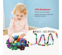 Tnfeeon 100 Blocs de Jouets en Bois Pédagogique pour Les Enfants, Jeux de Construction écologiques et Non Toxiques, Favorise Le Développement du Cerveau et la capacité D'observation, pour Les