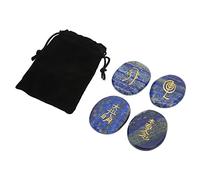 Tnfeeon 4 Pièces de Pierres de Symboles Reiki de Paume, Ensemble de Chakra en Cristal Poli Améthyste pour la Guérison, la Méditation, l'équilibrage de l'énergie (Lapis lazuli)