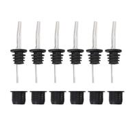 Tnfeeon 6 Pcs Dévertisseurs D'alcool et Adaptateur, Kit de Verseurs en Acier Inoxydable avec Adaptateurs de Silicone pour le Lavage Facile, les Fonctionnalités d'étanchéité,