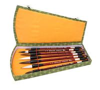 Tnfeeon 7 Pièce Belette Cheveux Calligraphie Brosse Ensemble Manche En Bois Chinois Traditionnel Stylo pour Débutants avec Boîte Calligraphie Fournitures pour Dessin Écriture Peinture