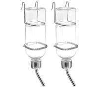 Tnfeeon Accrocheur d'eau 350ml Anti-Fuite pour Petite Cage d'animal | Distributeur Transparent de 9,84 pouces avec joint à bille en acier inoxydable, crochet sur porte métallique, paquet double
