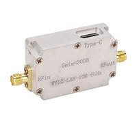 Tnfeeon Amplificateur RF Large Bande à Gain élevé 30 DB de 10 MHz à 6 GHz à Faible Bruit Figure 5 DB Construction en Alliage d'aluminium pour les Opérateurs Radio et l'amplification du Signal dans