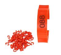 Tnfeeon Anneaux de Cuisse de Poulet 100 Pièces, étiquettes d'identification de Volaille à Clamp/Holder en Plastique, Bandes Numérotées Colorées pour Poulets et Canards (Rouge (100 pièces par Paquet))