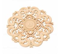 Tnfeeon Applique Ronde en Bois Sculptée Exquise, Couverture sans Couture pour Porte d'Armoire, Lit, Armoire, Placard, Commode, Bricolage, Décoration Murale Artisanale, Appliques en Bois, 30 X 30 X