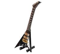 Tnfeeon Axe Heaven Guitare électrique Miniature en Bois Naturel avec Support et étui pour Décoration de Maison de Poupée, Instrument de Musique