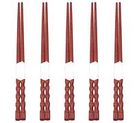 Tnfeeon Baguettes Réutilisables Antidérapantes en Acajou Naturel, Légères, Confortables, Lavables avec Manche en Bois pour Cuisine Asiatique Sushi Ramen