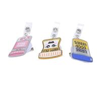Tnfeeon Bobine de Badge Rétractable, Paquet de 3, Support d'identification de Cordon de 24 Pouces, Clip ABS pour Infirmière, Médecin, Enseignant de Bureau, Paillettes (3PCS)