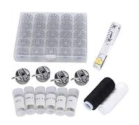 Tnfeeon Bobines Métalliques, Acier Inoxydable, Solides et Durables, Compatibles avec la Plupart des Machines à Coudre, Ensemble de 25 Pièces avec étuis, Aiguilles et Fil, Parfaites pour les Machines