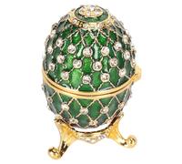 Tnfeeon Boîte à Bibelots en Forme d'œuf de Pâques Boîte à Bijoux en Alliage de Zinc avec Décor en Strass Petit Rangement à Charnière 2,6 X 1,6 X 1, Pouces pour Présentoir de Bijoux de Table et