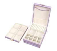 Tnfeeon Boîte à Bijoux, Organisateur de Rangement pour Colliers et Bagues en Cuir PU, Étui Doublé de Velours Double Couche, 23 X 17 X 8,5 Cm, avec Crochets et Fermoir Métallique pour Voyage et