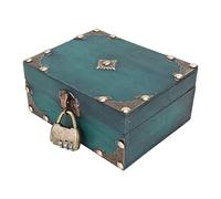 Tnfeeon Boîte au Trésor en Bois contreplaqué, étui de Rangement pour Bijoux Vintage, 15 X 12 X 7,2 Cm, Serrure à Combinaison, Coins Renforcés pour le Rangement de Colliers, Décoration d'intérieur,
