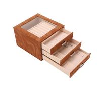 Tnfeeon Boîte de Rangement de Bijoux 3 Couches en Cuir PU avec Doublure Floquée Douce, Couvercle Transparent pour Bague, Collier, Bracelet, Rangement pour Commode, Chambre à Coucher