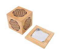 Tnfeeon Boîte d'encens en Bambou, Diffuseur d'arômes au Design Géométrique pour Le Chargement des Cristaux et la Méditation, 4,3 X 3,7 Pouces, Convient aux Rituels de l'espace sacré de la Maison