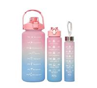 Tnfeeon Bouteille d'eau, Différentes Tailles Durables Robustes et Fuites avec Une Paille et Un Espace Intégrées de Grande capacité en Plastique de Paille en Plastique Trois en Un Ensemble (300ml-2L)