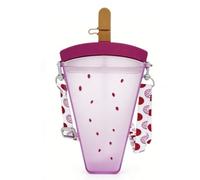 Tnfeeon Bouteille d'eau Mignonne de Crème Glacée de Pastèque avec de la Paille, Bouteilles en Plastique de Tasse d'eau Portative de Forme de Popsicle Anti-chute, Bouteille 'enfants (PURPLE)