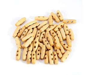 Tnfeeon Boutons en Forme d'olive, 50 Pièces Boutons en Bois Ovale Double Trou Boutons Manteau Boutons Corne Couture Tricot Boutons pour Artisanat Couture Bricolage 30mm